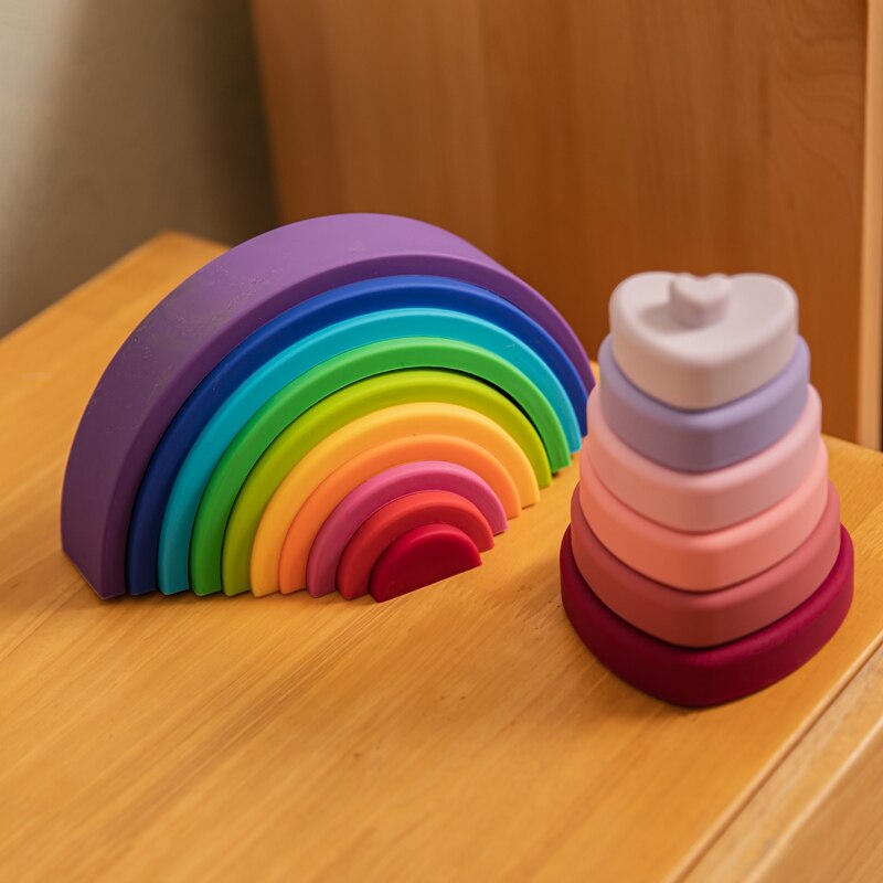 Silicone Rainbow Stacker Montessori Learning